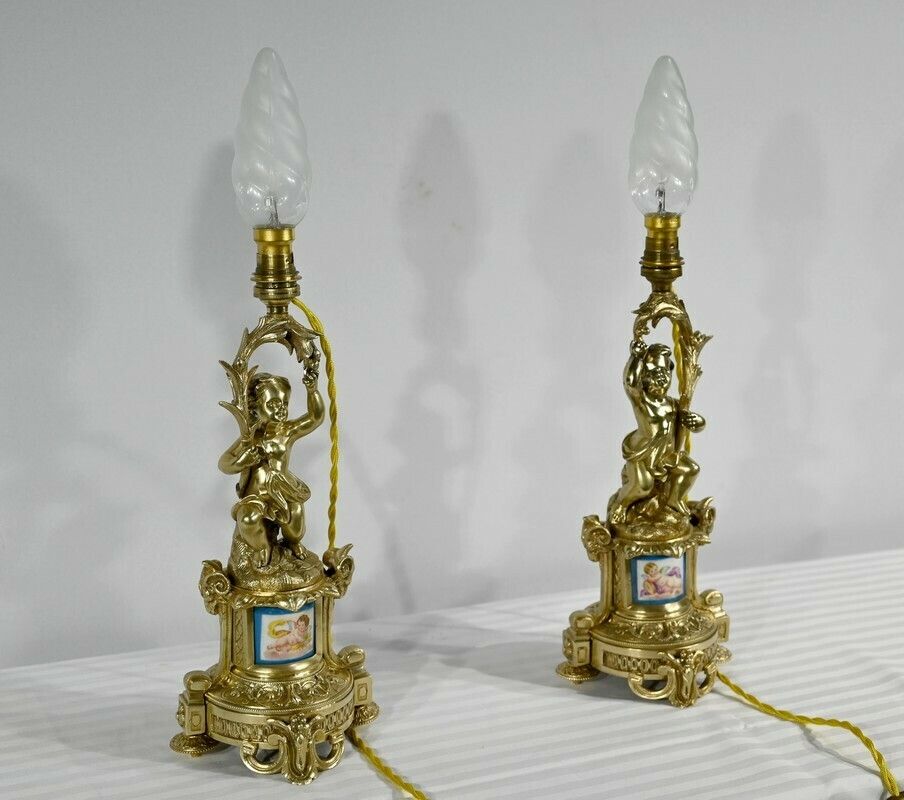 Pair Of Candlesticks In Gilt Bronze, Napoleon III Period   Mid 19th Century photo for sale