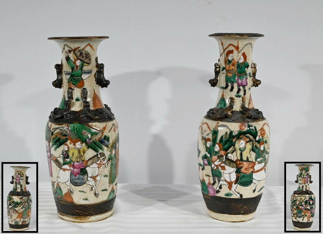 Pair Of Nanjing Porcelain Vases, China   Late 19th Century
