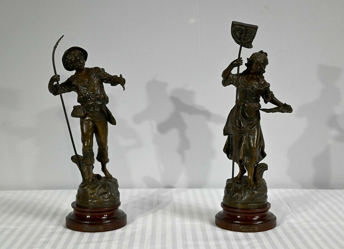 Pair Of Regulates Subjects "The Fisherman And The Fisherwoman", By G.Maxim   Early 20th Century