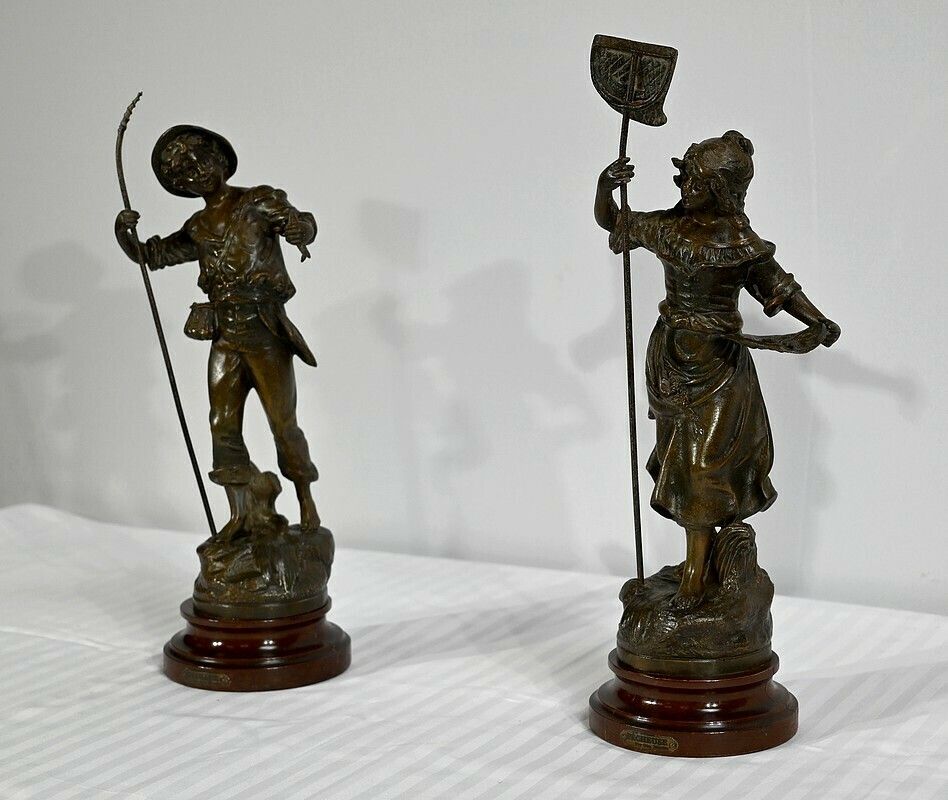 Pair Of Regulates Subjects "The Fisherman And The Fisherwoman", By G.Maxim   Early 20th Century photo for sale