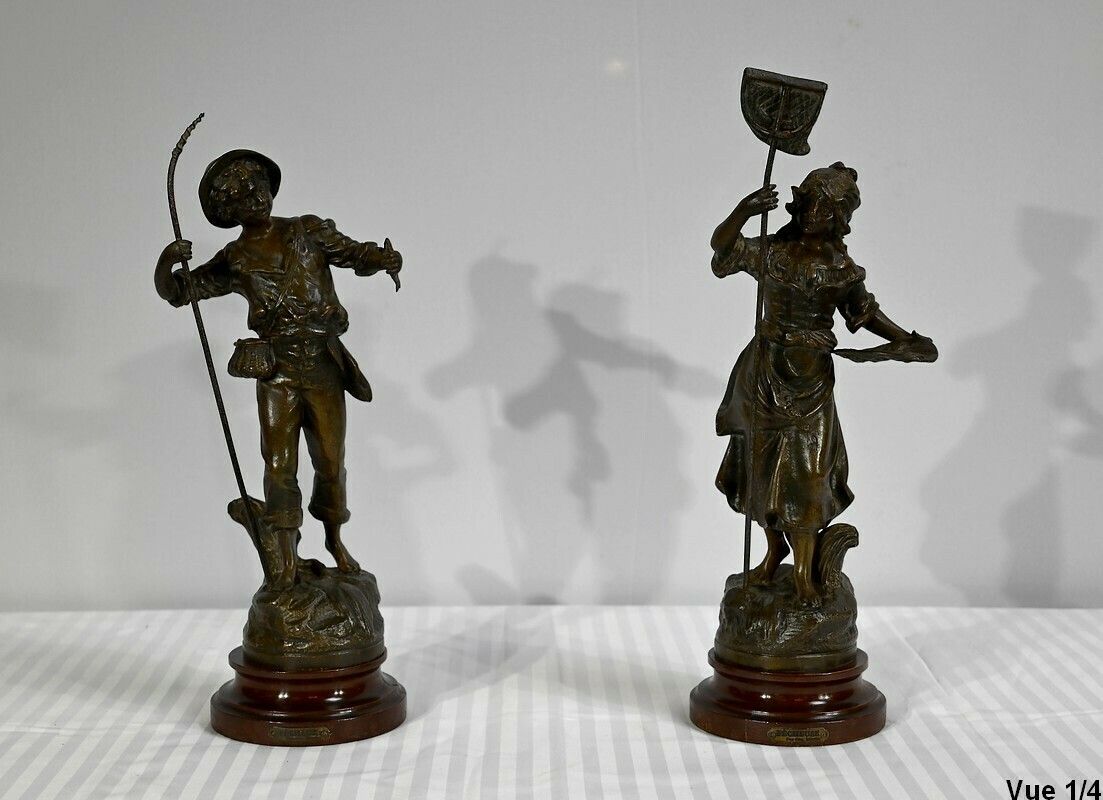 Pair Of Regulates Subjects "The Fisherman And The Fisherwoman", By G.Maxim   Early 20th Century photo Home Decor