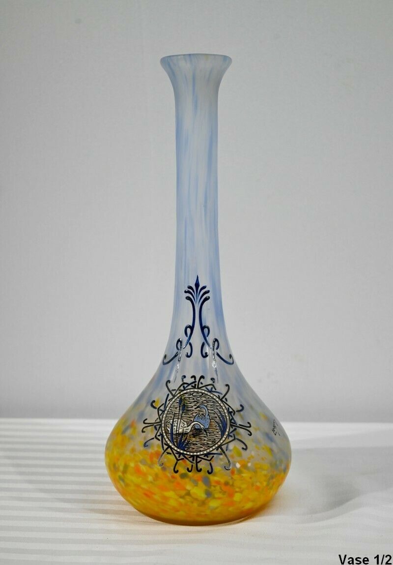 Pair Of Glass Paste Vases, Signed Legras – Late 19th Century photo 1596.5
