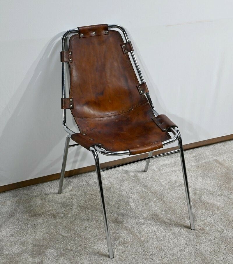 Chair In Metal And Leather, By C.Perriand For Les Arcs – 1960s photo furniture