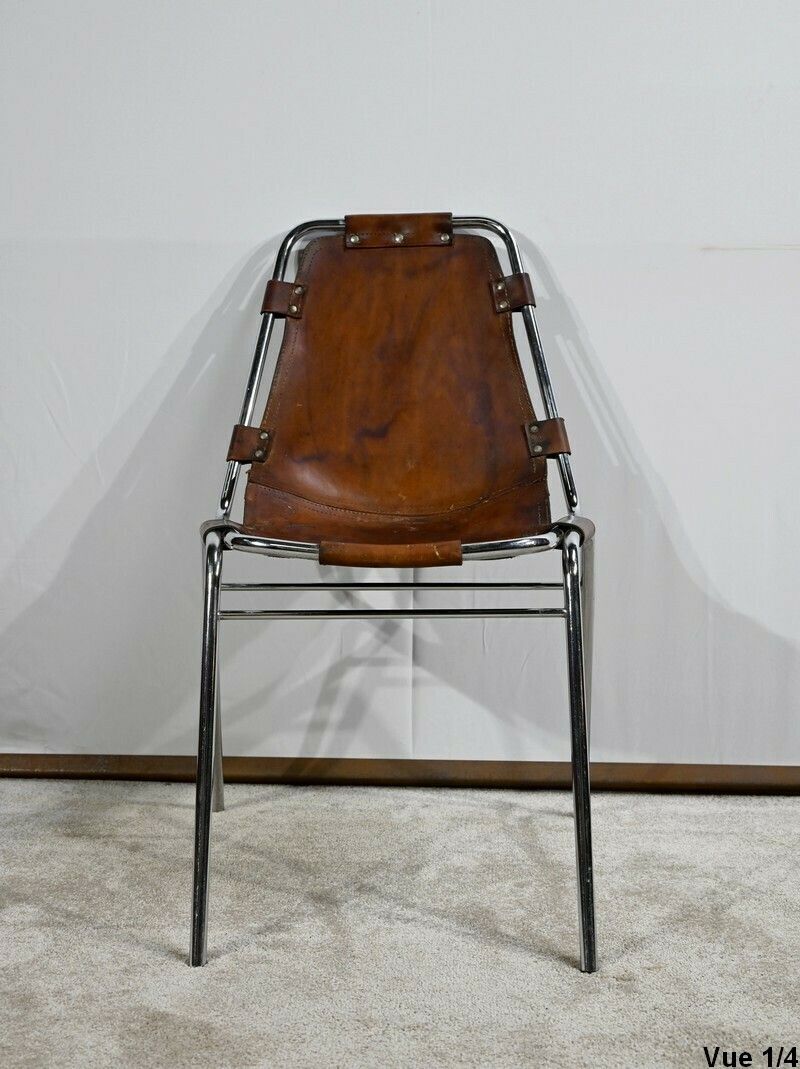 Chair In Metal And Leather, By C.Perriand For Les Arcs – 1960s photo Furniture