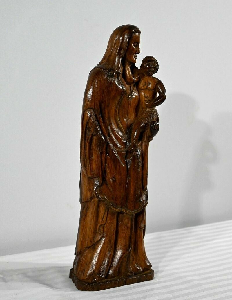 Sculpture In Olive Wood "Madonna And Child"   Late 19th Century photo furniture