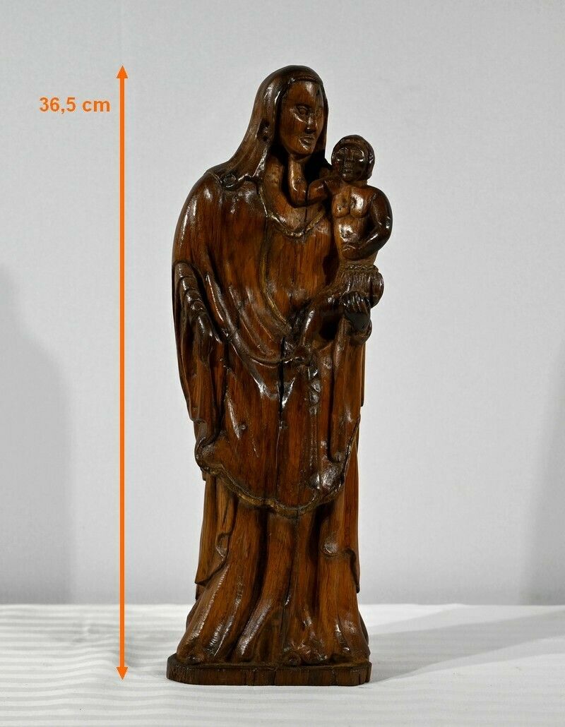 774.56 Sculpture In Olive Wood "Madonna And Child"   Late 19th Century photo