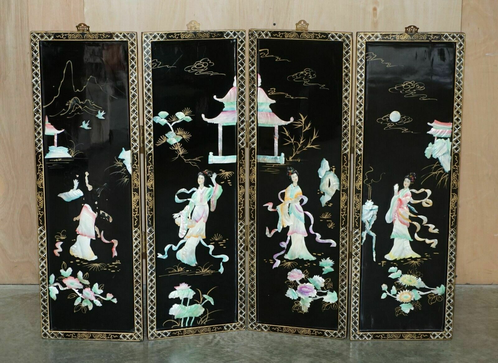 Rare & Collectable Antique Chinese Export Soapstone Folding Screen Room Divider photo furniture