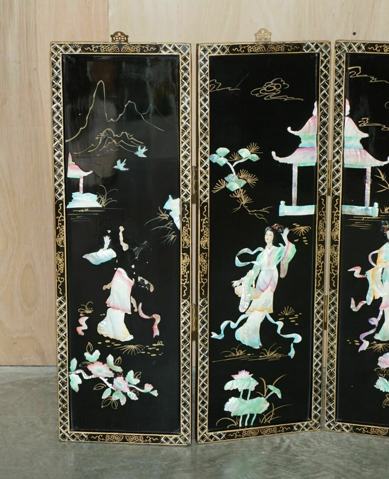 Rare & Collectable Antique Chinese Export Soapstone Folding Screen Room Divider photo for sale