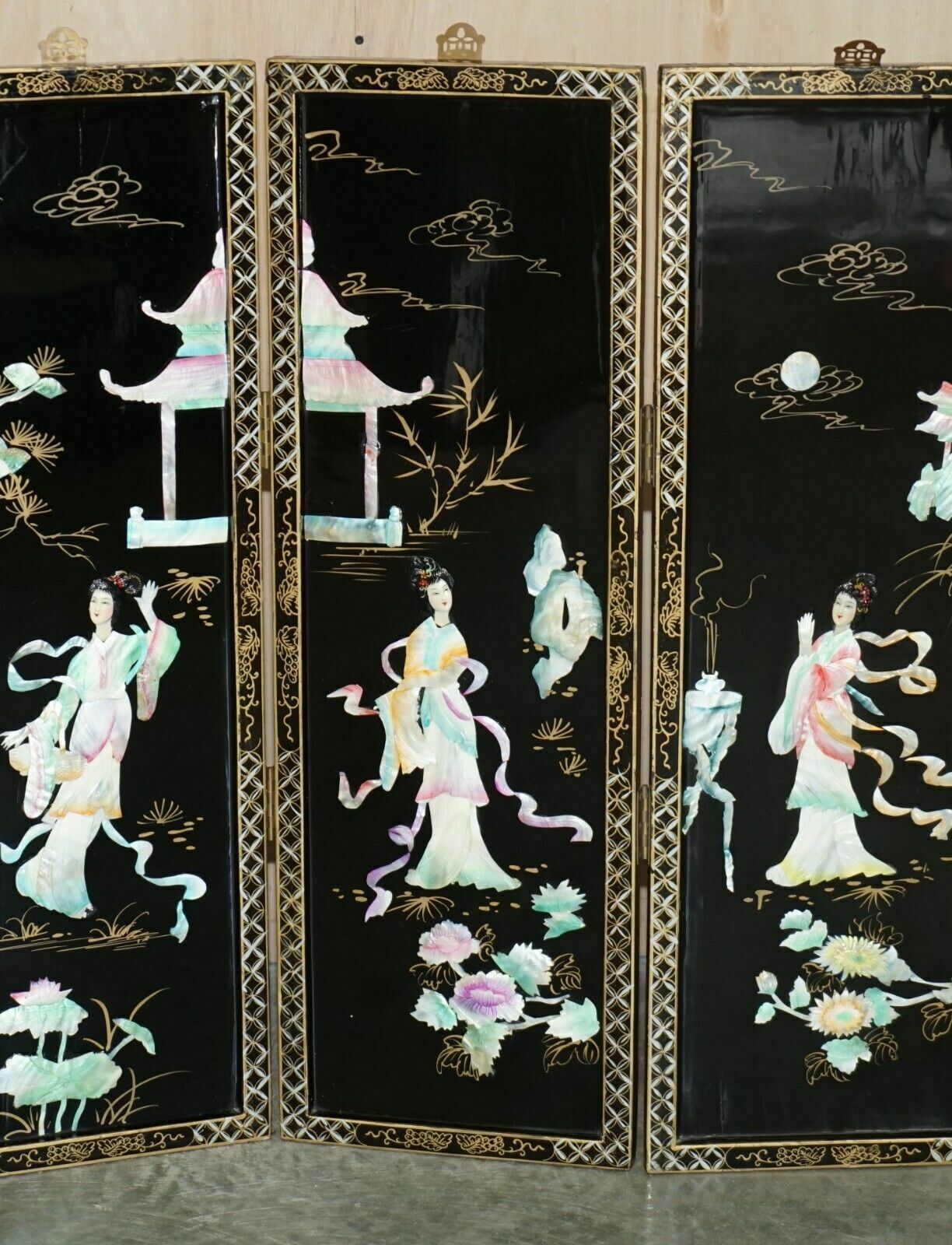Rare & Collectable Antique Chinese Export Soapstone Folding Screen Room Divider photo buy