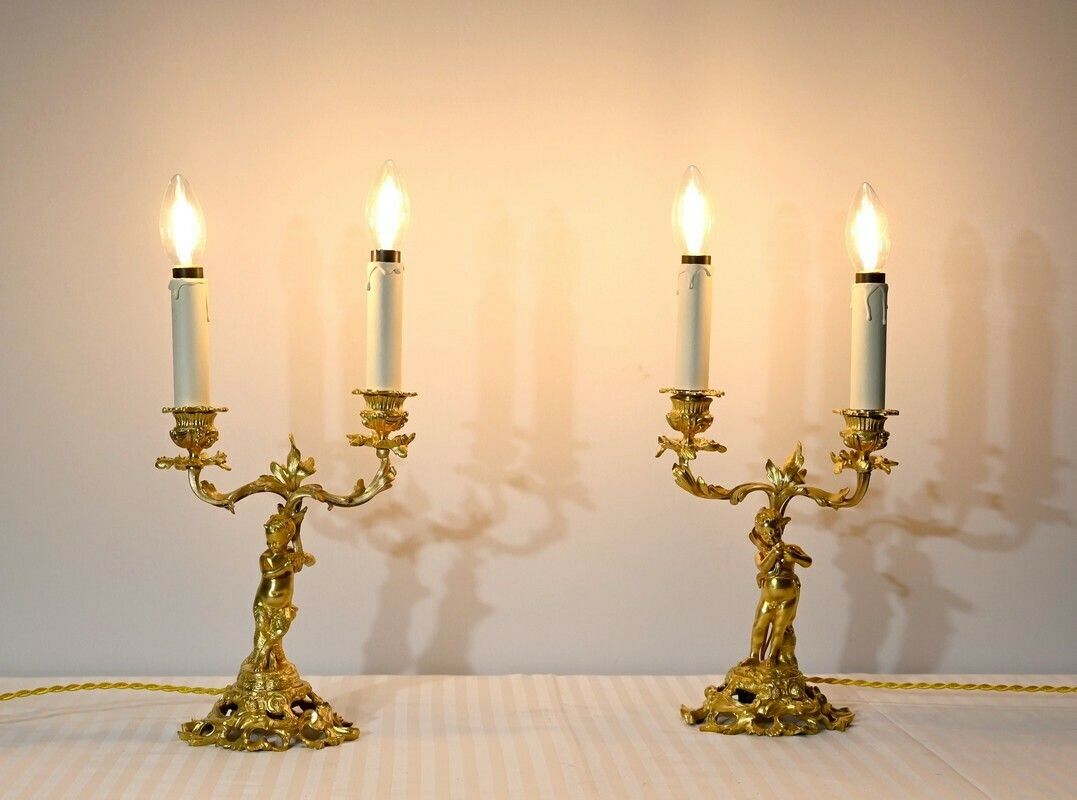 Pair Of Gilt Bronze Candlesticks   Late 19th Century