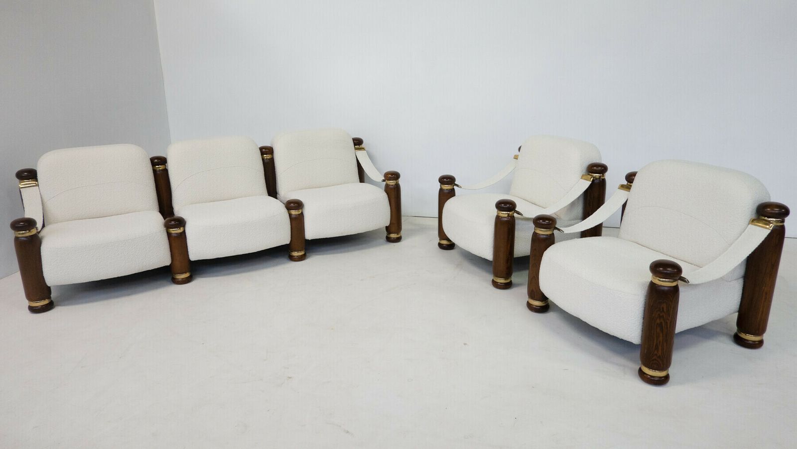 photo furniture Pair Of Italian Mid Century Boucle Armchairs