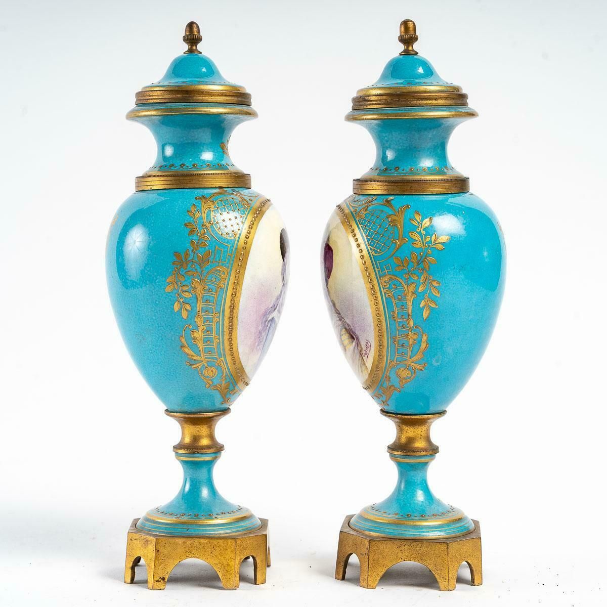 Pair Of Small Vases In Sevres Porcelain photo for sale