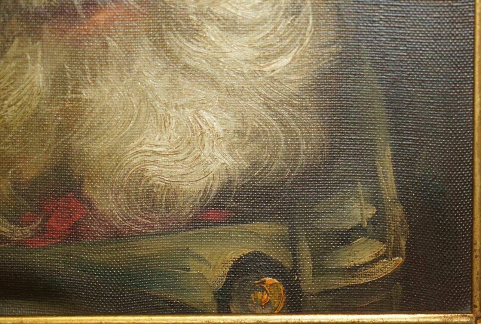 Antique Signed Dutch Oil On Canvas Painting Of Old Man Man With Grey Hair & Cap photo vintage