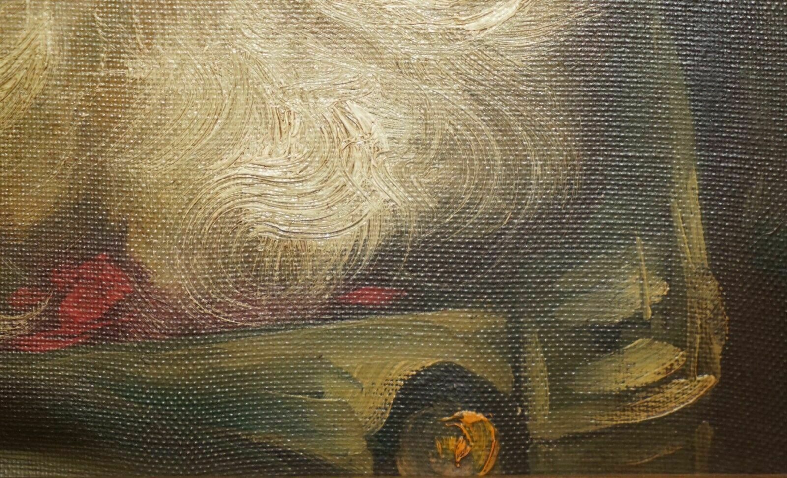 photo vintage Antique Signed Dutch Oil On Canvas Painting Of Old Man Man With Grey Hair & Cap