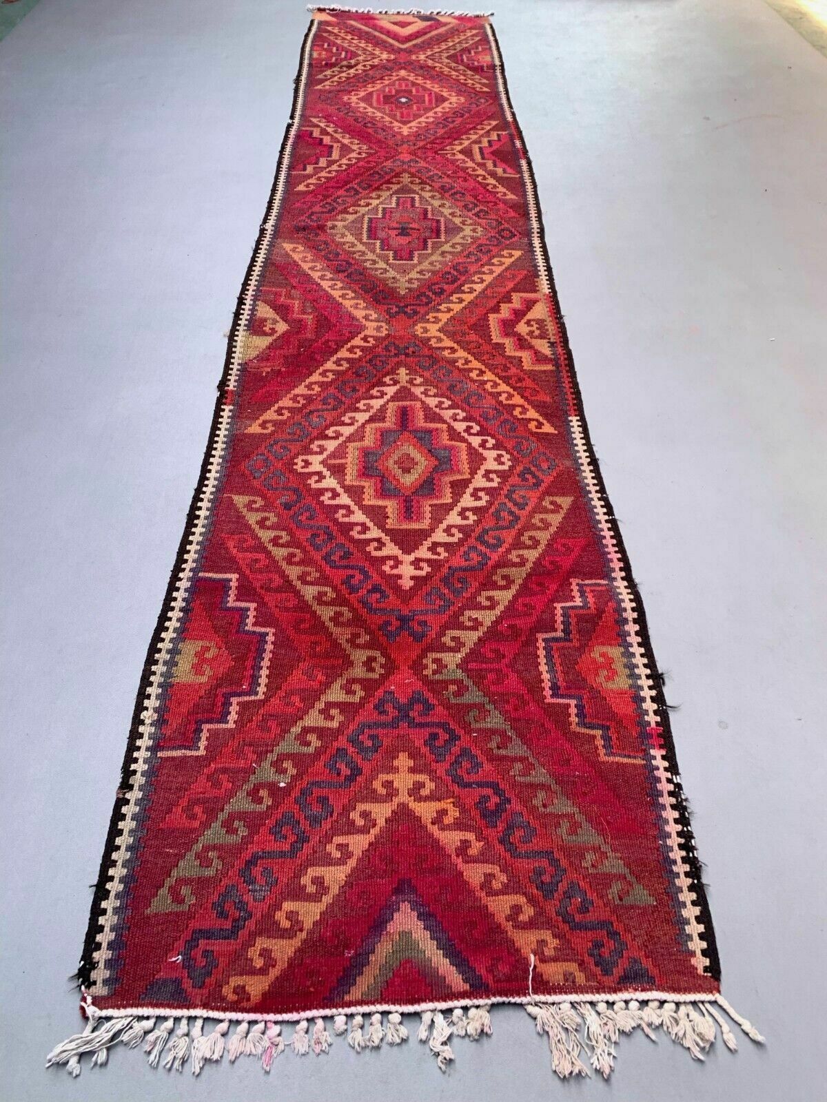 Old Turkish Kilim Runner 480x95 Cm, Vintage Kelim Rug, Long And Narrow photo Textiles