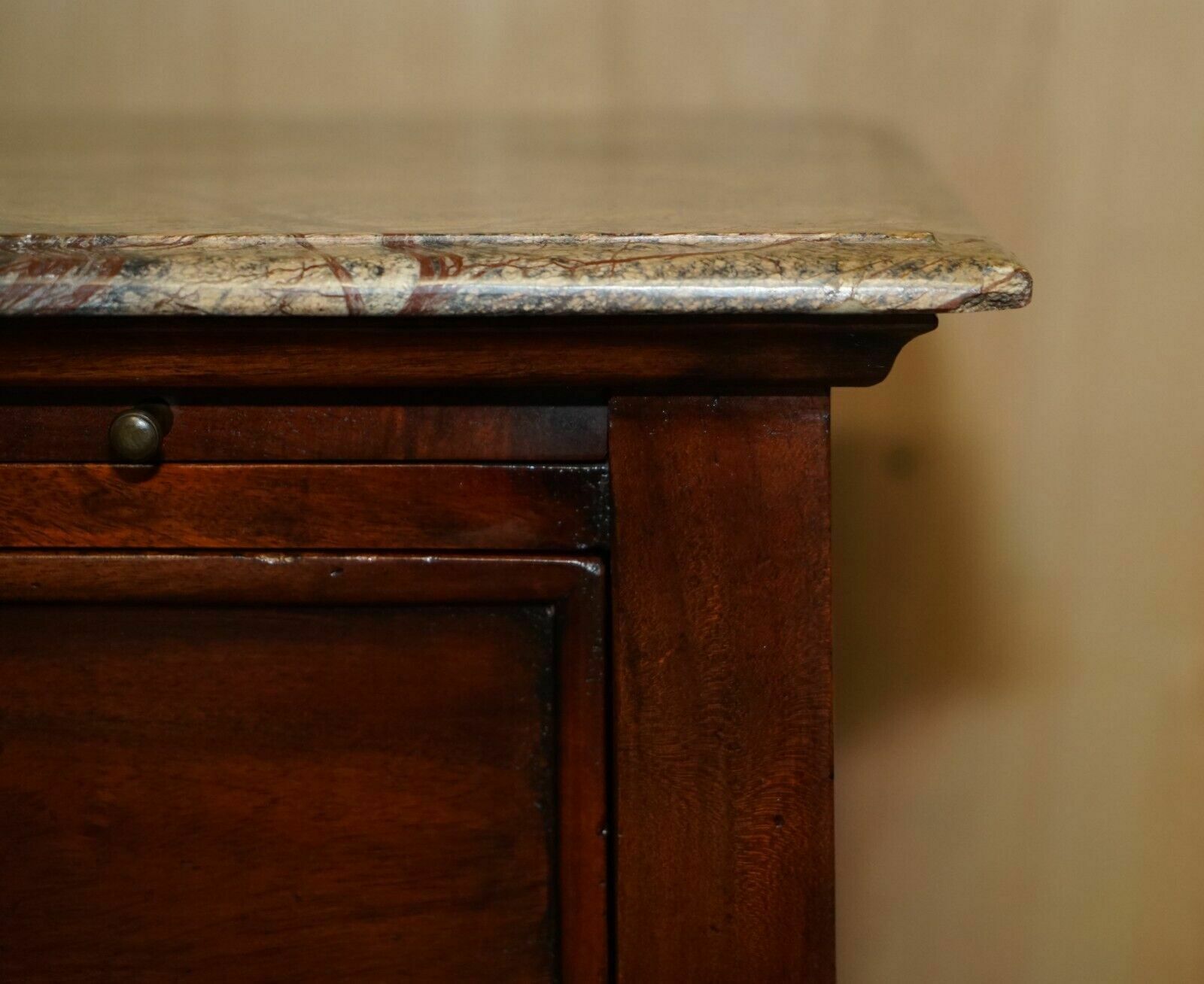 Marble Topped Side Table With Wine Bottle Holders For 20 Bottles & Serving Tray photo buy