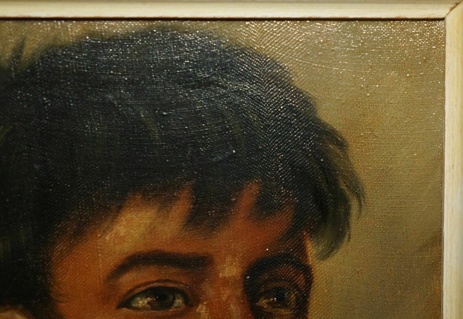 Antique Signed Janson Belgium Oil On Canvas Painting Of Young Boy Smoking photo buy