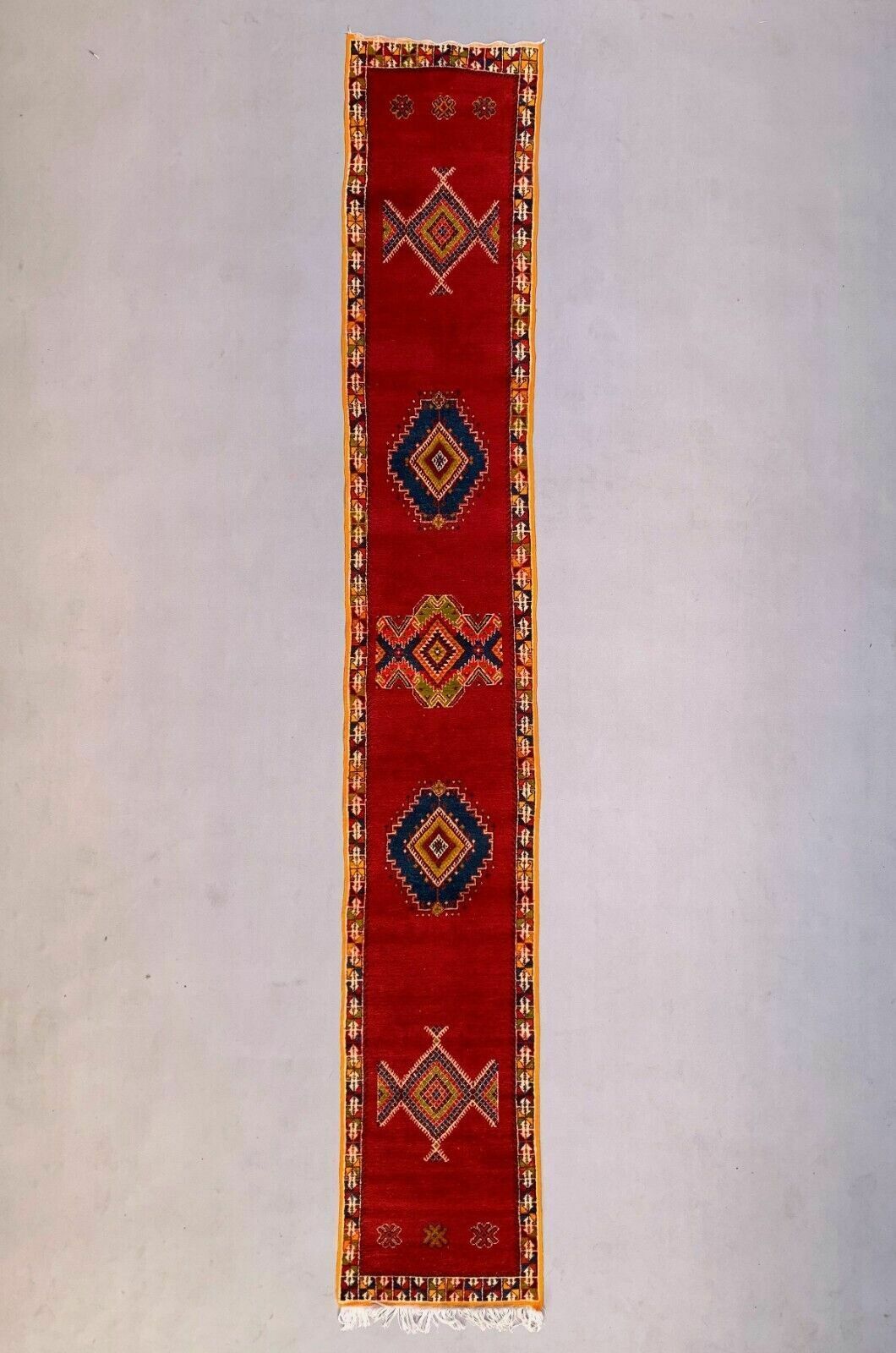 Vintage Moroccan Runner Rug 505x77 Cm Tazenacht Berber Atlas, Tribal Red, Blue photo furniture