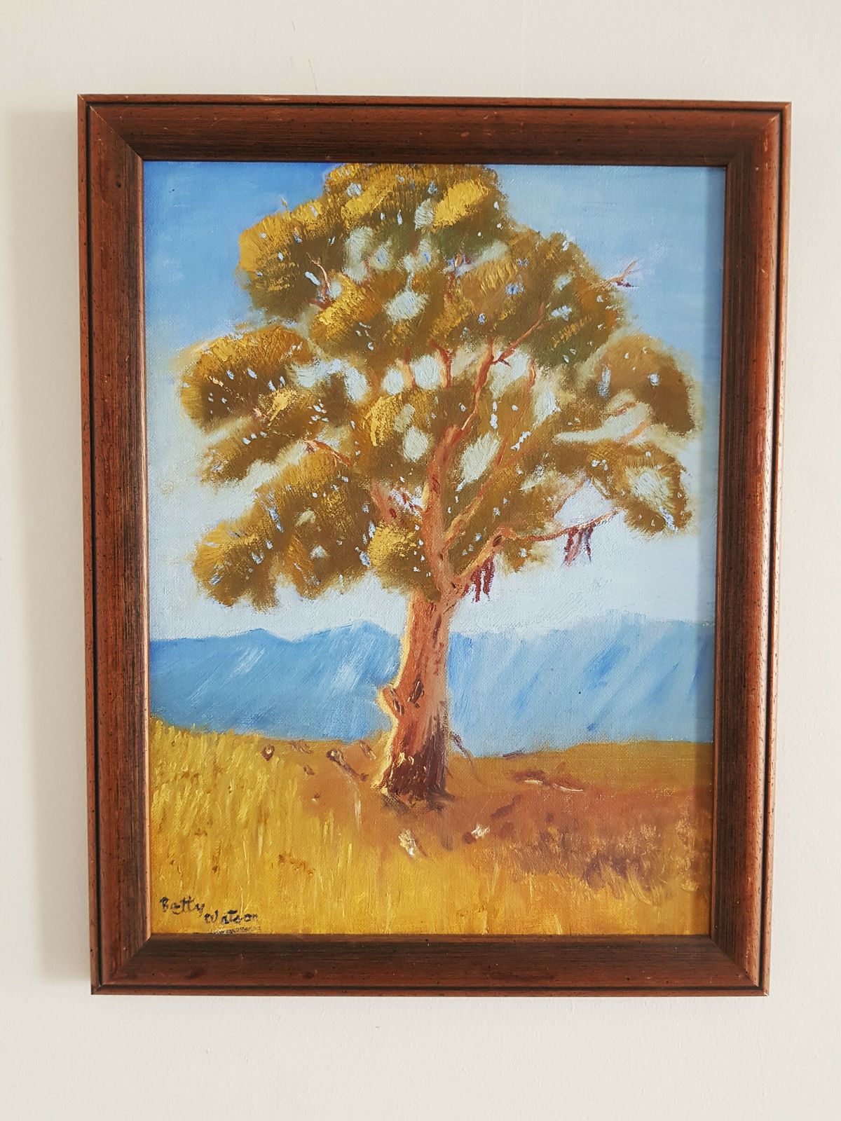 Oil On Canvas By Us Artist Betty Watson Of A Sunlit Tree