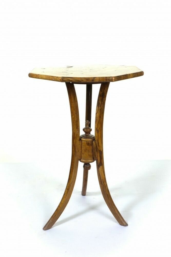 Victorian Occasional Table Olive Wood Side Spiral Leg