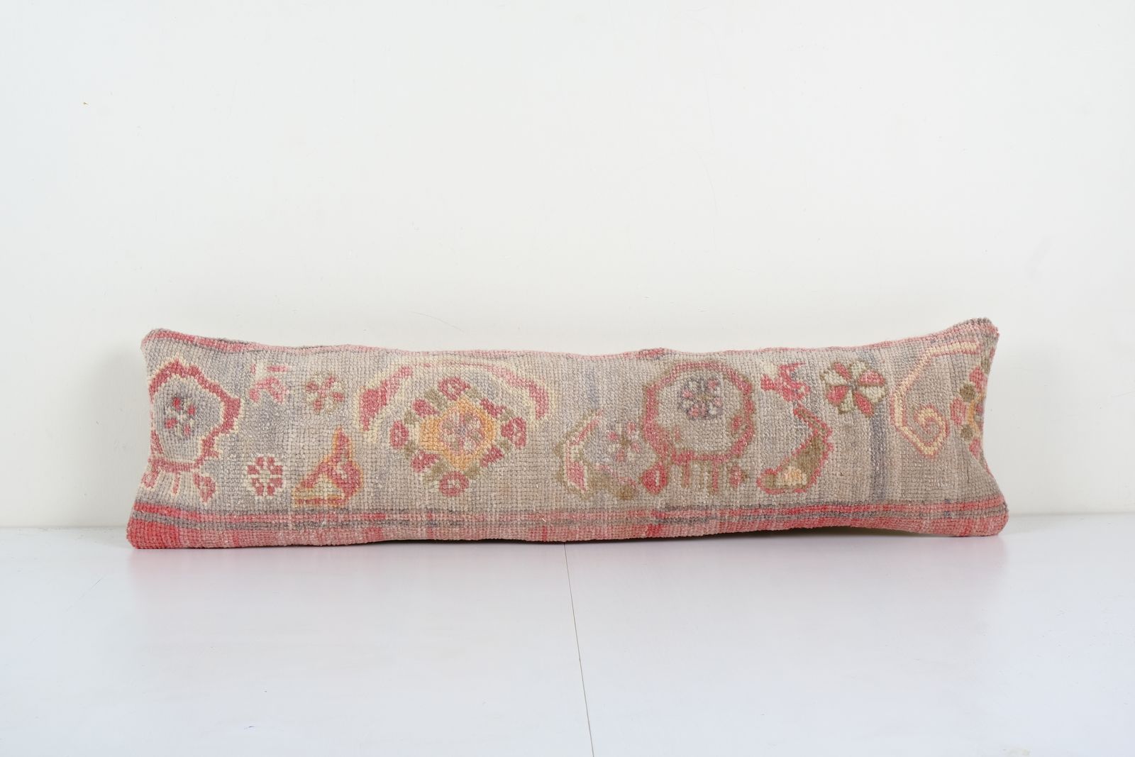 Vintage Pastel Gray Bohemian Pillow, Carpet Cover, Pillow, Decorative Turkish Wool Pillow 10'' X 36''