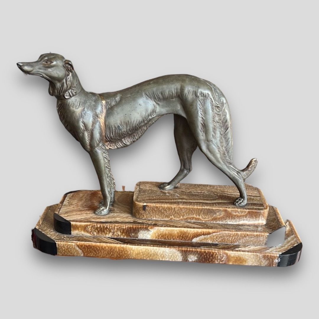 Beautiful Spelter Lurcher Figure In The Manner Of Irénée Rochard