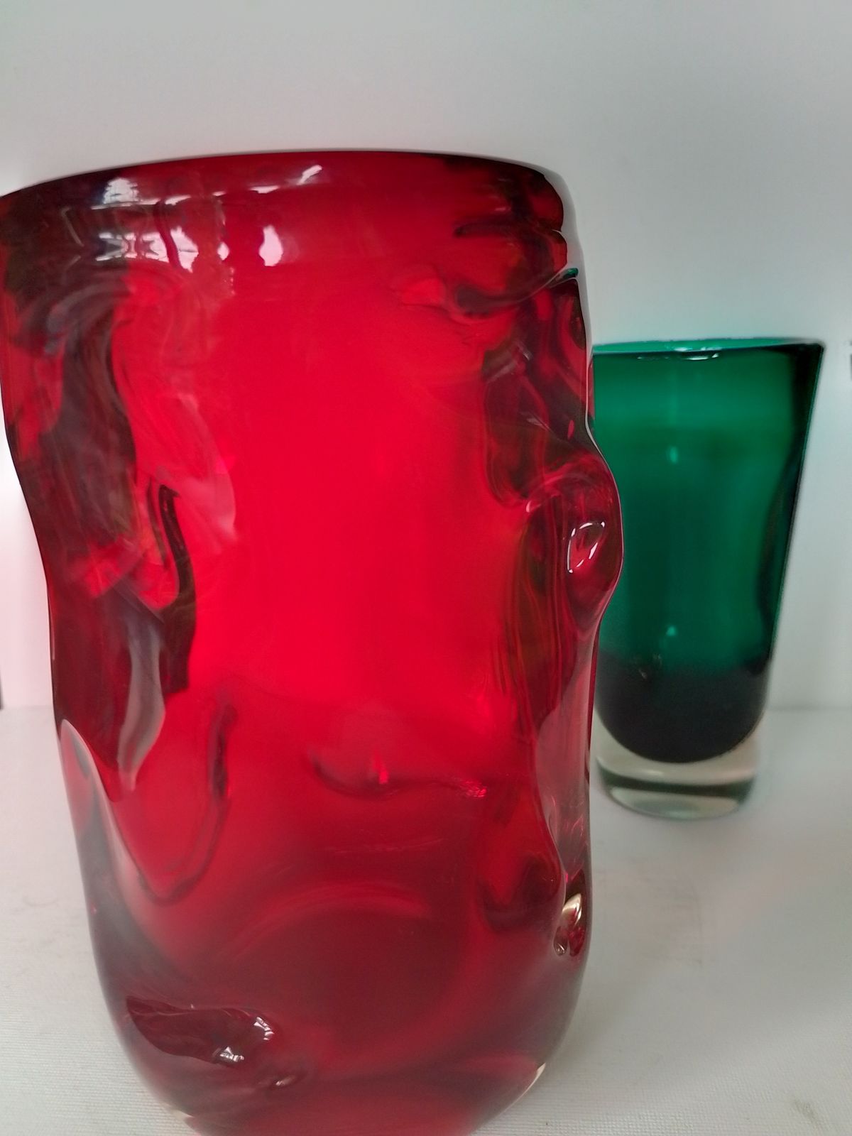 Whitefriars Glass Ruby Red"Knobbly" Vase  9609 Designed By Harry Dyer & William Wilson photo for sale