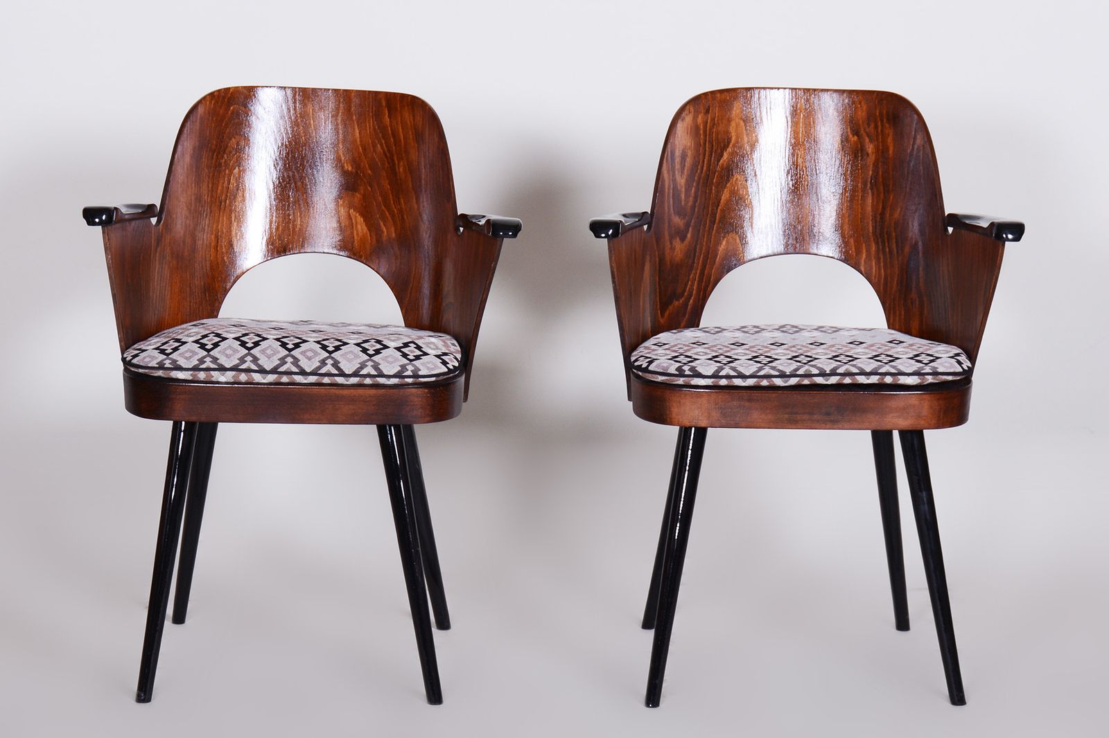 photo for sale Restored Set Of Four Mid Century Beech Armchairs, Oswald Heardtl, Czechia, 1950s