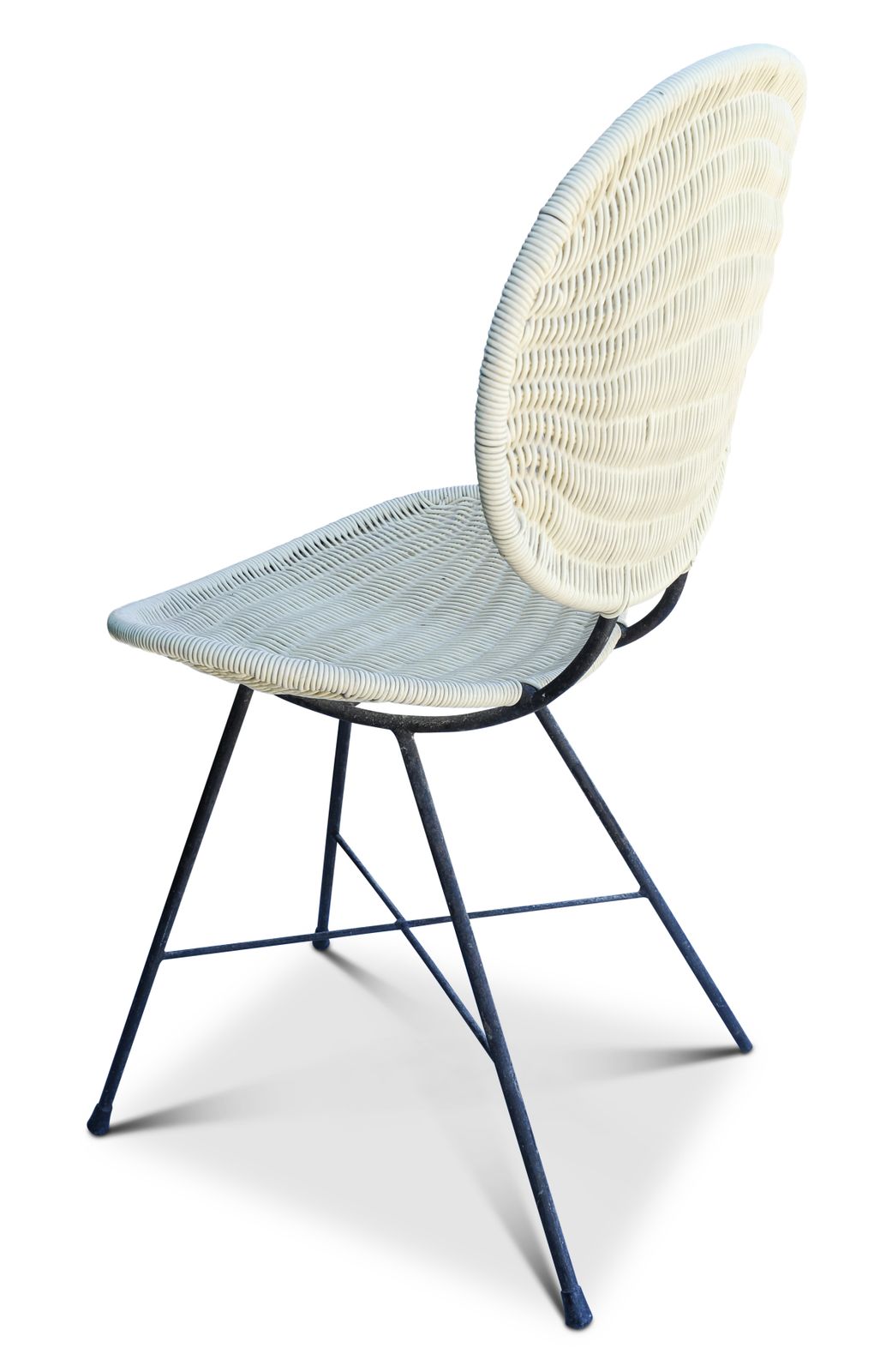 Mid Century Modern Cream Rattan Butterfly Chair With An Iron Frame Circa 1950's Ol photo furniture