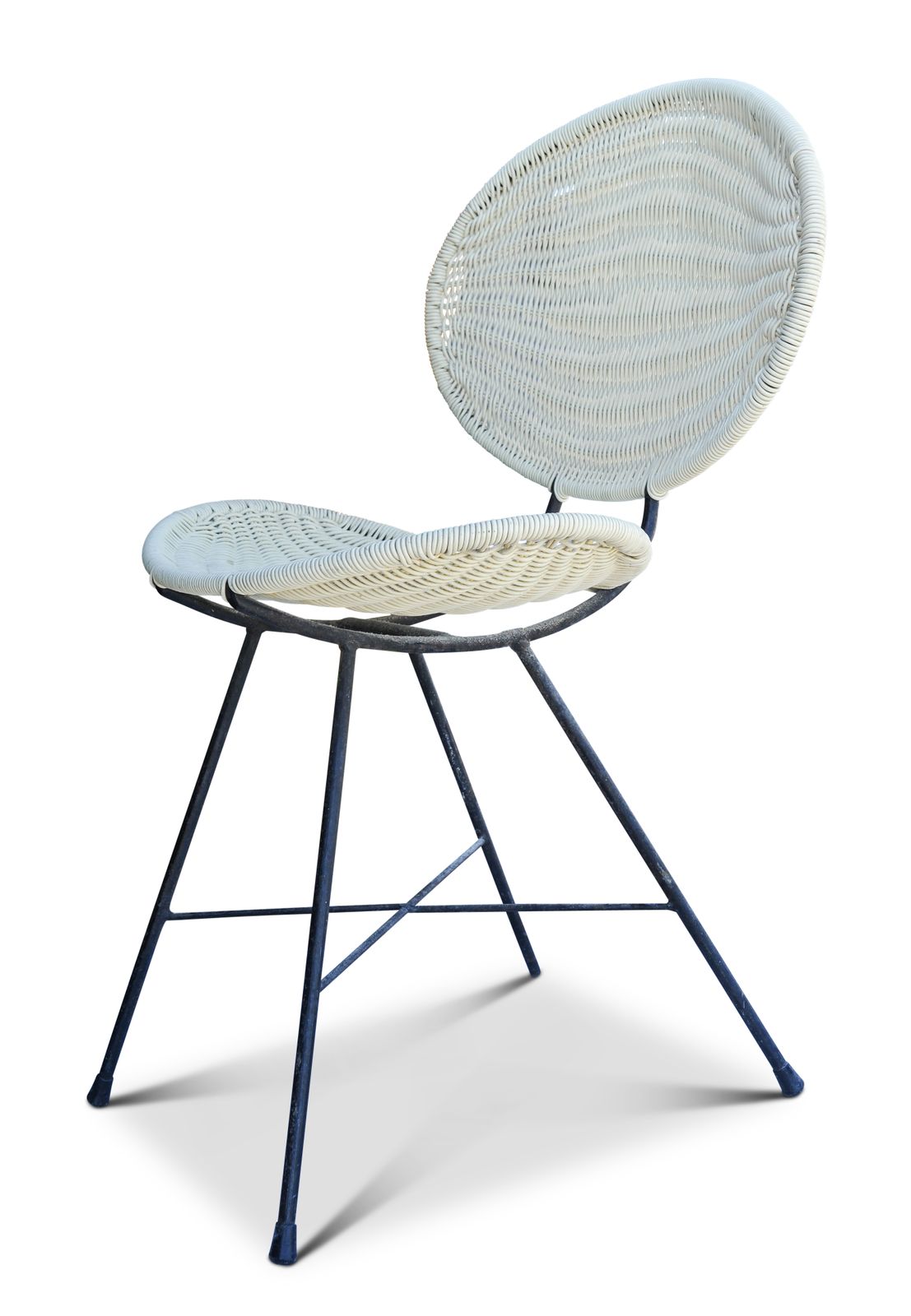 Mid Century Modern Cream Rattan Butterfly Chair With An Iron Frame Circa 1950's Ol photo Furniture