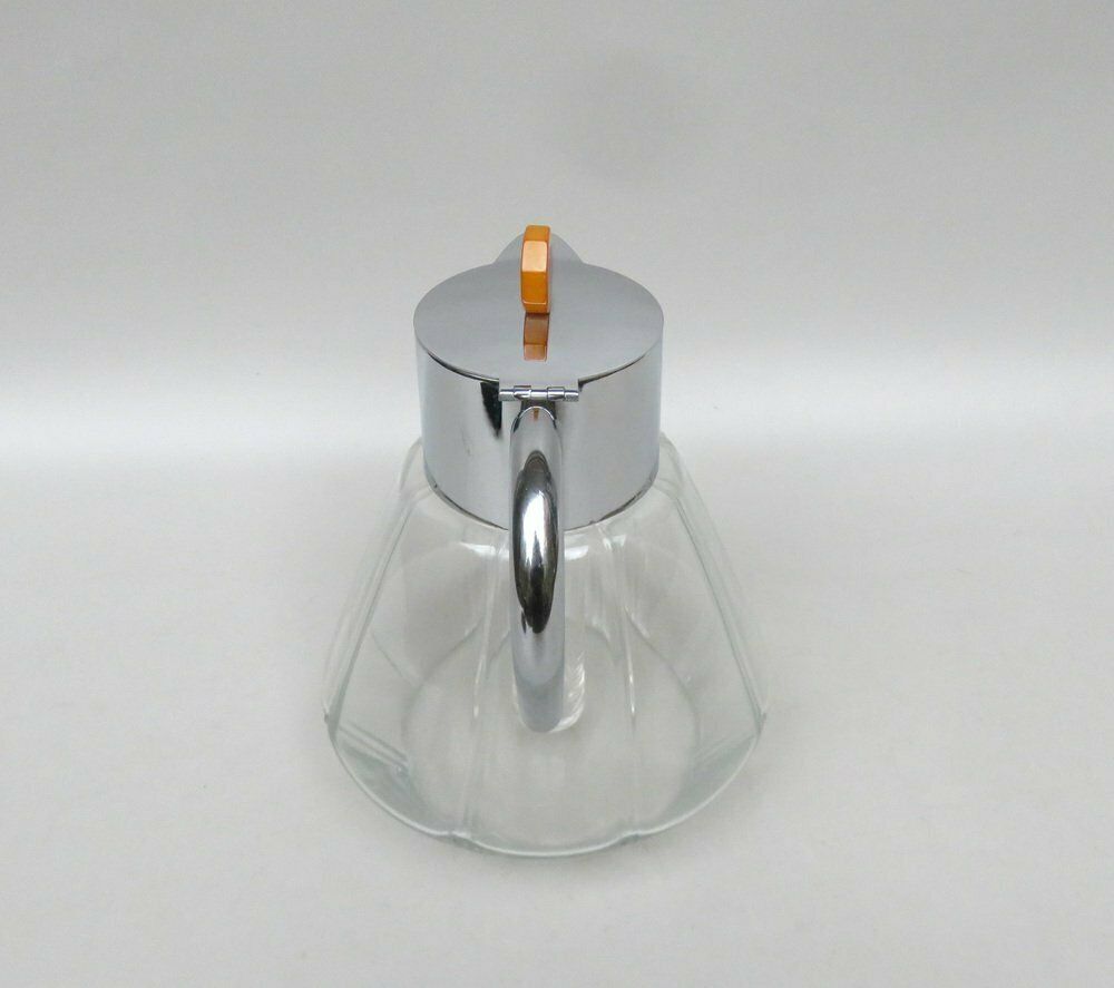 Art Deco Glass And Chrome Plated Carafe With Ice Insert, 1930s photo 1157.7