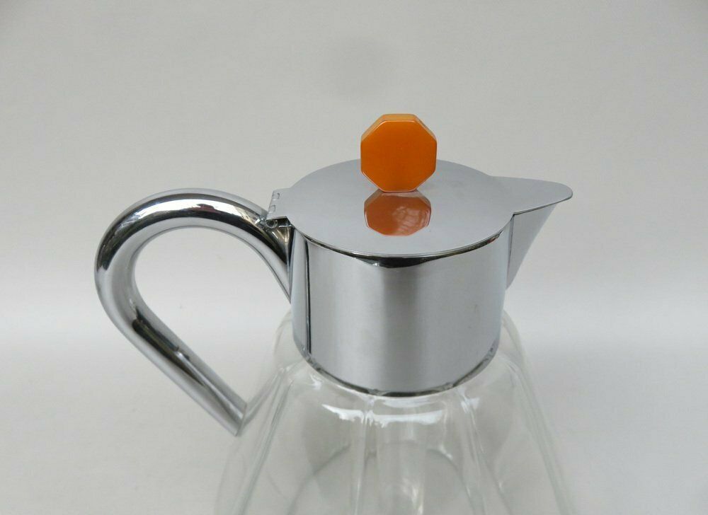 Art Deco Glass And Chrome Plated Carafe With Ice Insert, 1930s photo buy