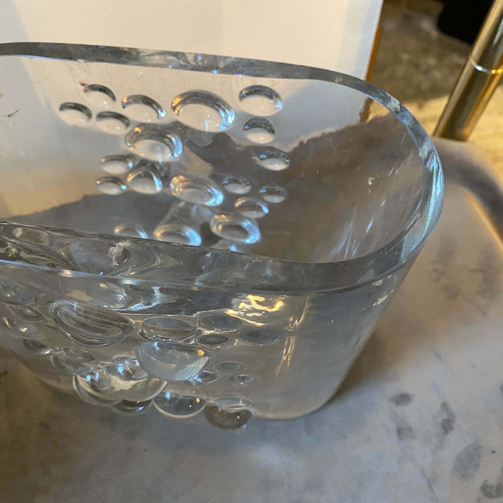 1970s Space Age Transparent Glass Italian Oval Bubble Vase photo for sale