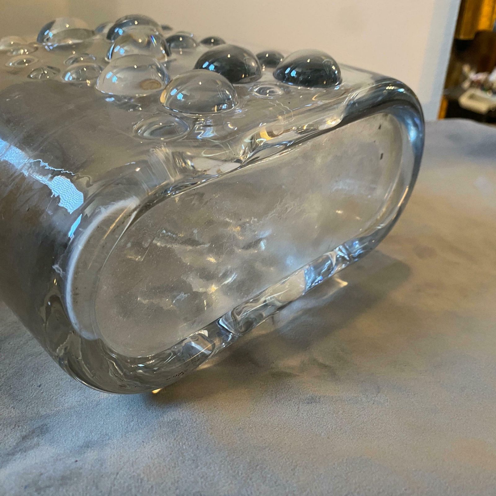 1970s Space Age Transparent Glass Italian Oval Bubble Vase photo Home Decor