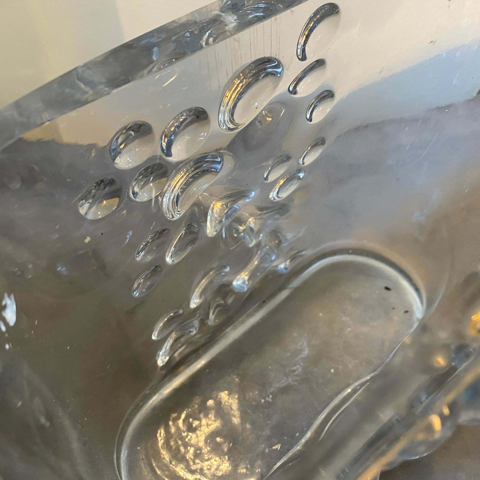 1970s Space Age Transparent Glass Italian Oval Bubble Vase photo vintage