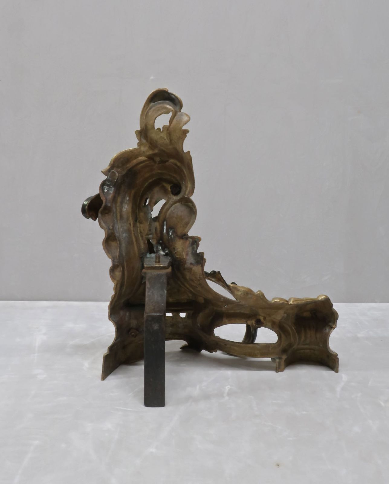 photo for sale French Victorian Bronze And Bronze Gilt Fire Dog Chenets