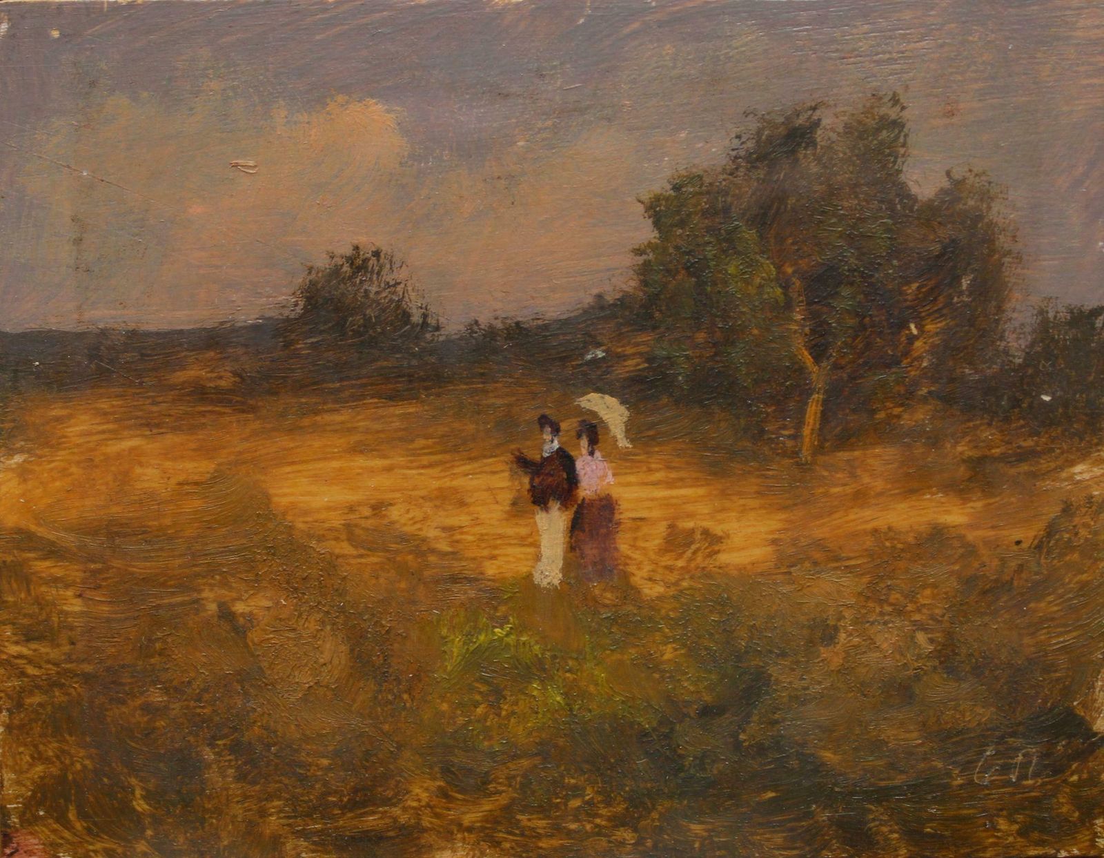 Antonio Leto A Walk. Cardboard, Oil.