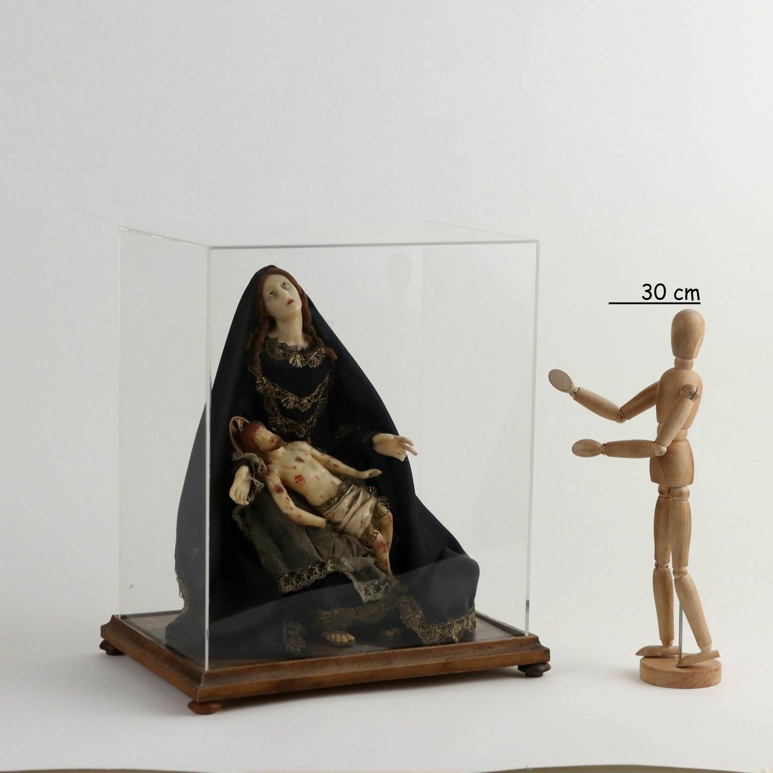 Ancient Sculpture Our Lady Of Sorrows Italy '800 Wax Fabric photo furniture