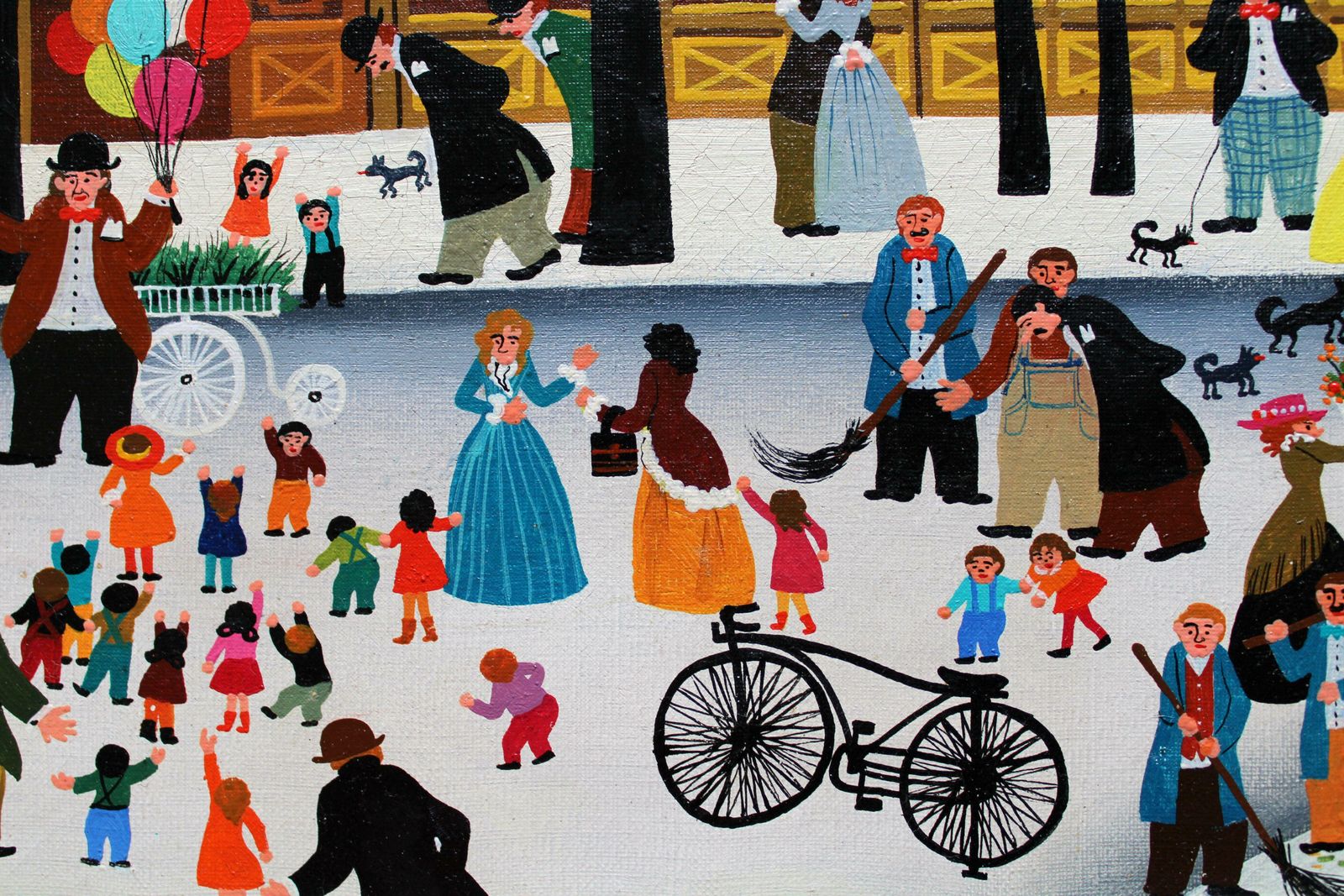 Hiro Yamagata Lively Paris Street. 1973. Oil On Canvas photo Art