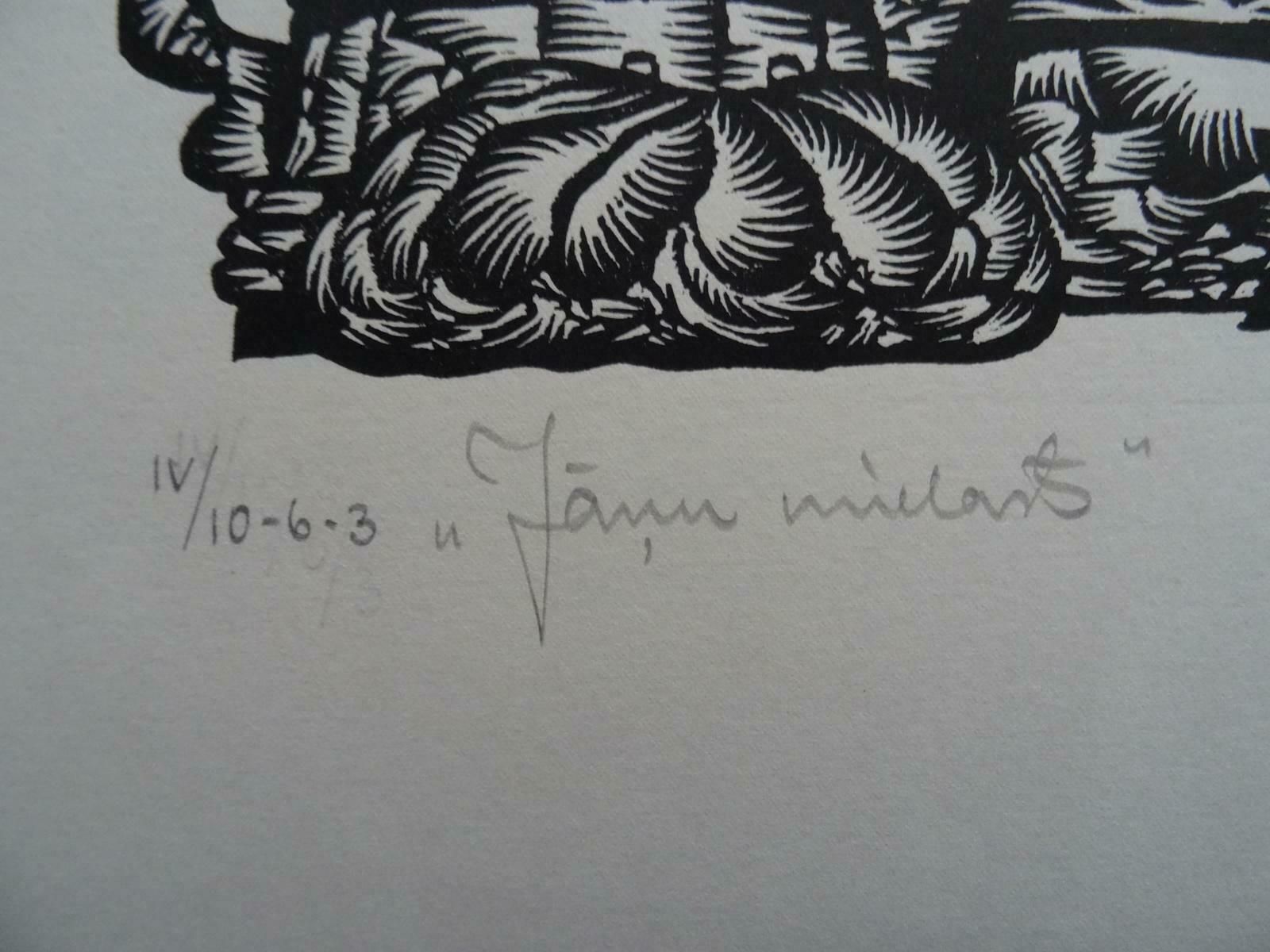 Dainis Rozkalns Solstice Feast. 1984. Paper, Linocut photo for sale