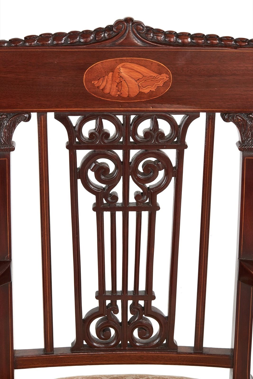 Fine Sheraton Revival Mahogany Inlaid & Carved Elbow Chair photo 675.0