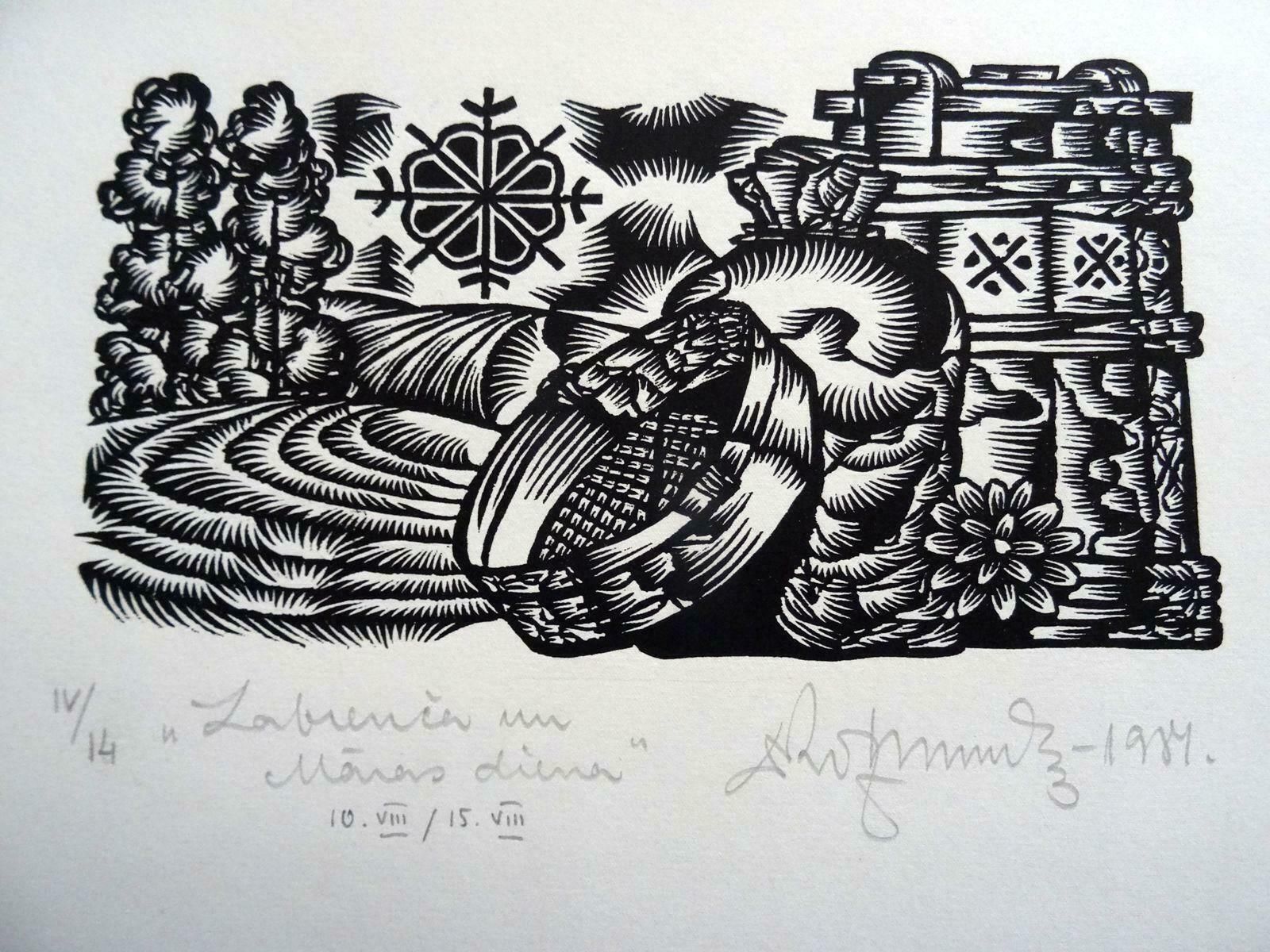 Dainis Rozkalns Day Of Fire. 1984. Paper, Linocut,