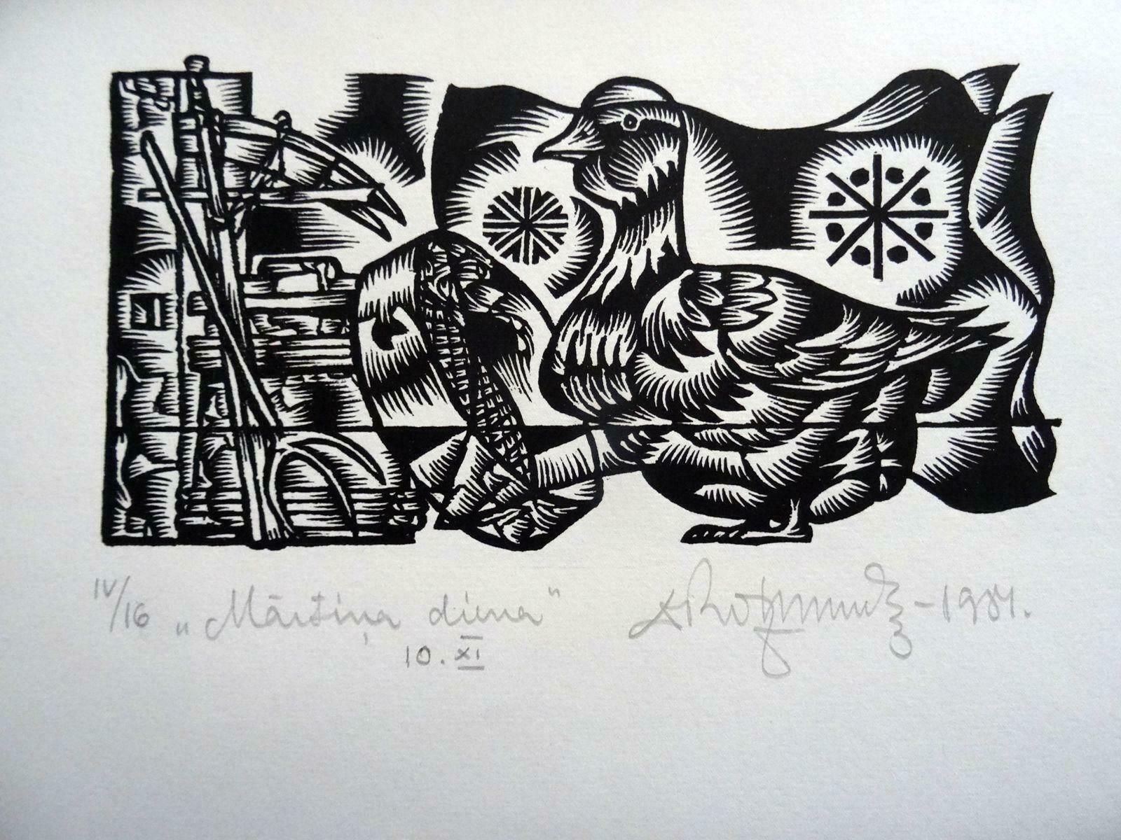 Dainis Rozkalns Martins Day. 1984. Paper, Linocut,