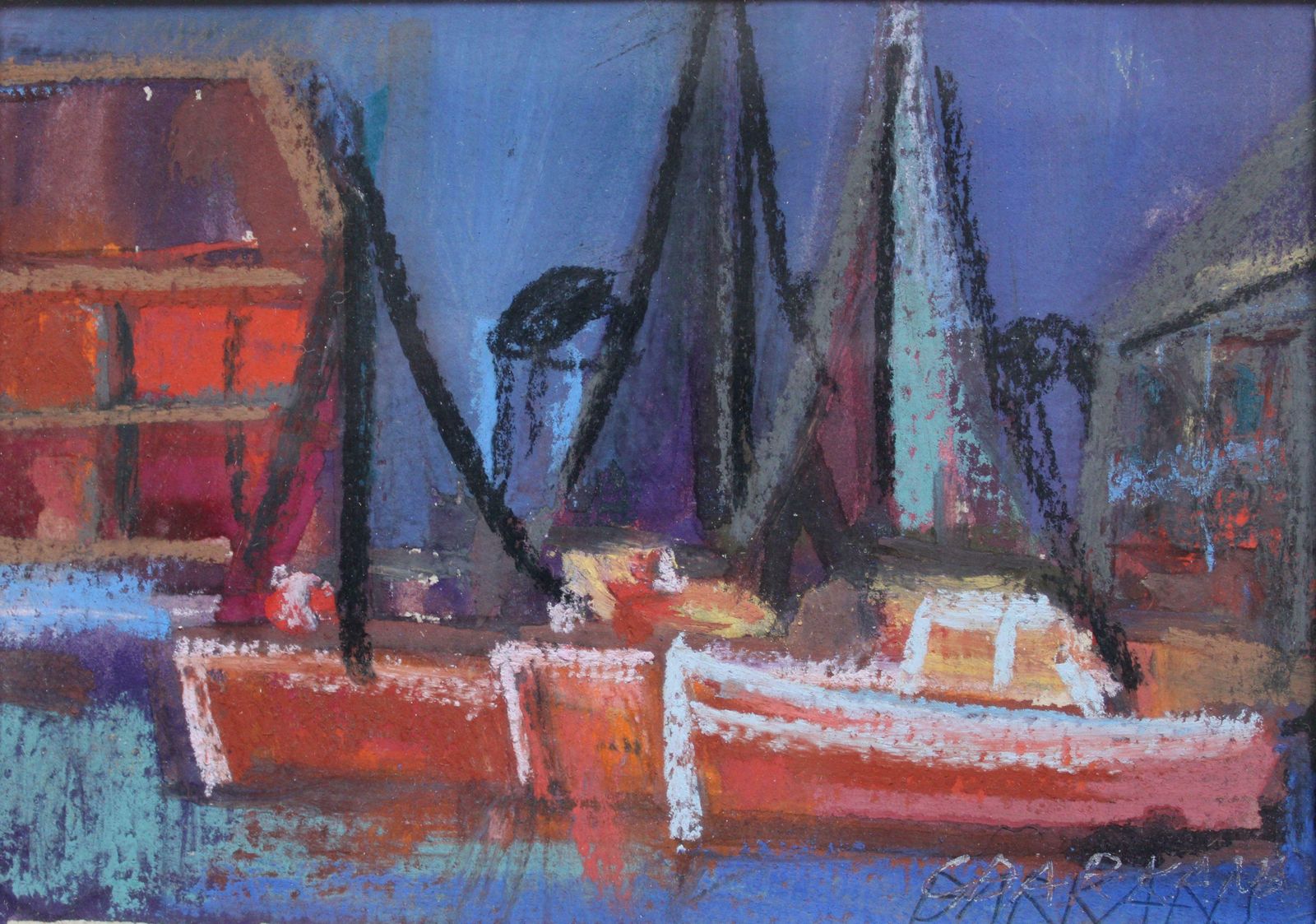 Georgs Barkans Boats. Paper/Pastel.