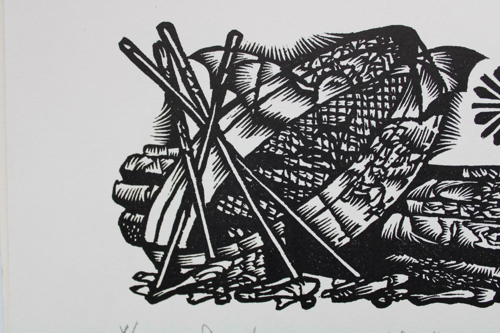 Dainis Rozkalns Work With Crop. 1982. Paper, Linocut photo for sale