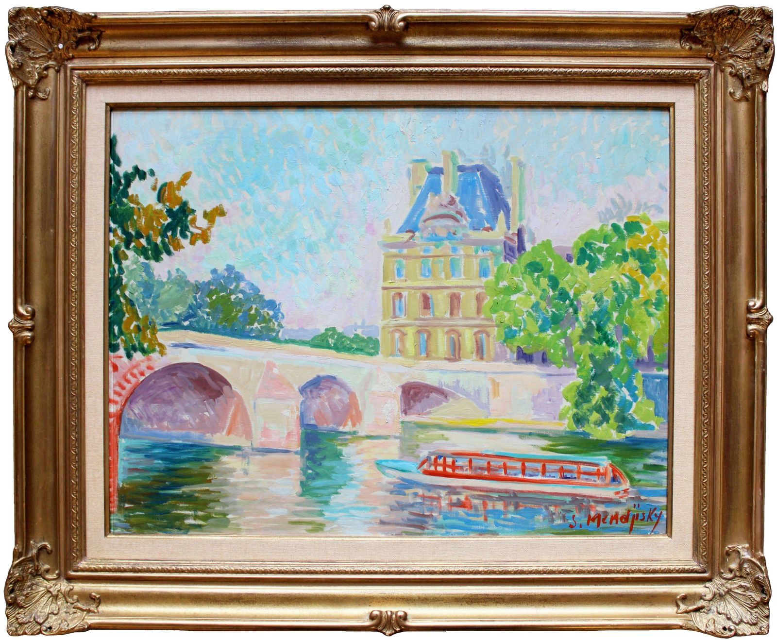 Serge Mendjisky The Seine At The Louvre. Oil On Canvas, photo furniture