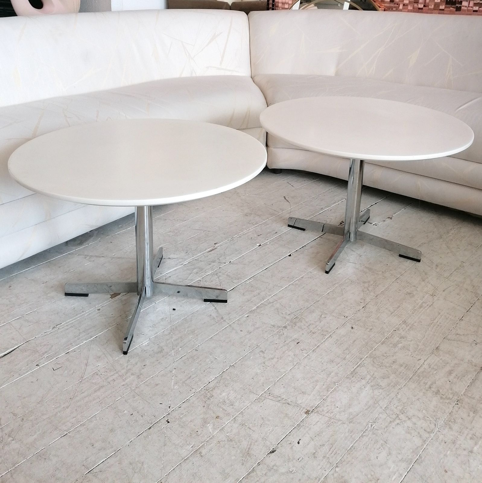 Vintage 1970s Italian Stone Resin Side Or Coffee Table With Chrome X Base photo 395.0