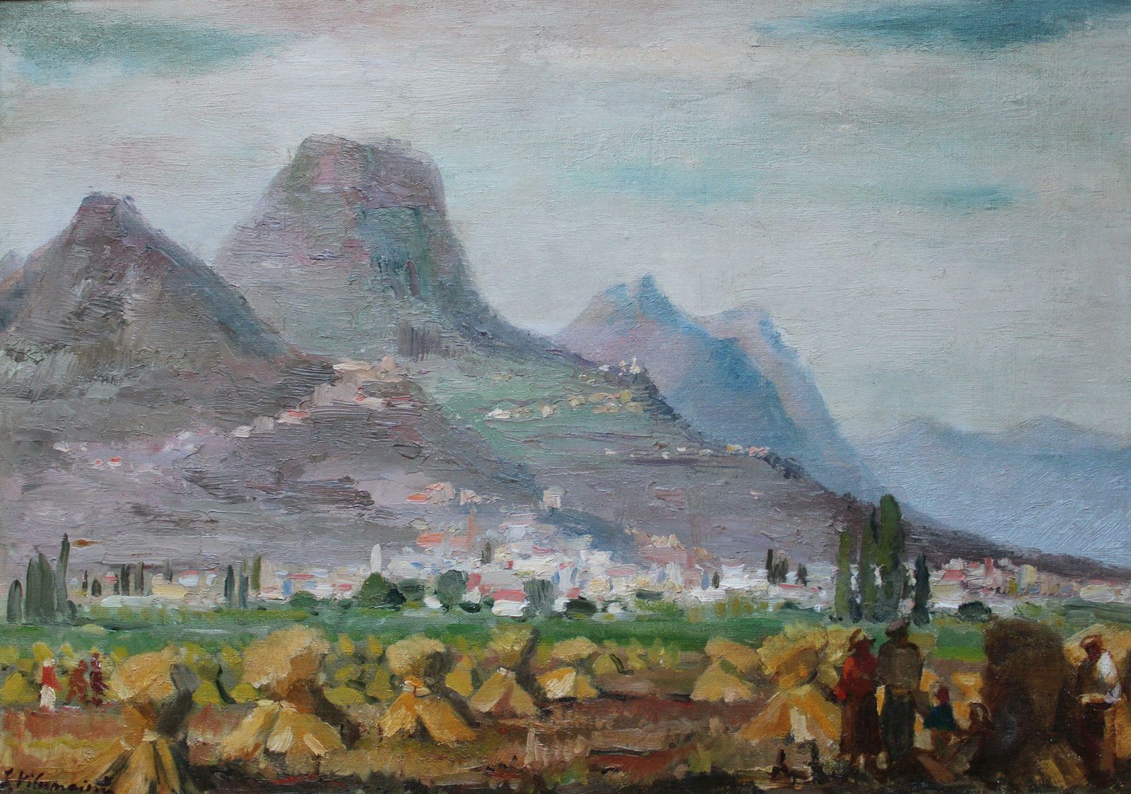 Julijs Vilumainis Landscape With Mountains, South Of France. Oil On Cardboard On Canvas,