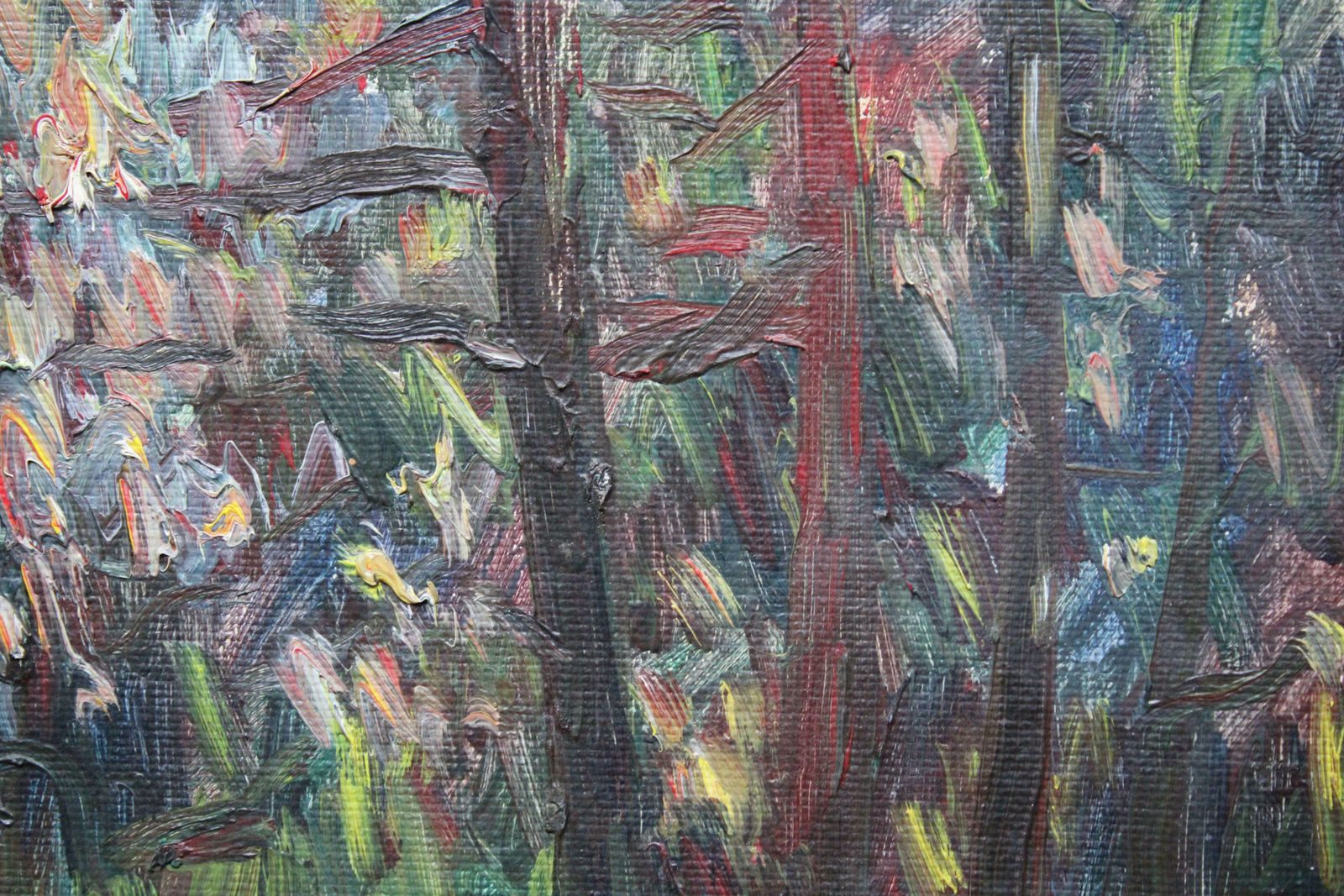 Ruta Steinerte Forest. 1982. Cardboard, Oil,  1982 photo for sale