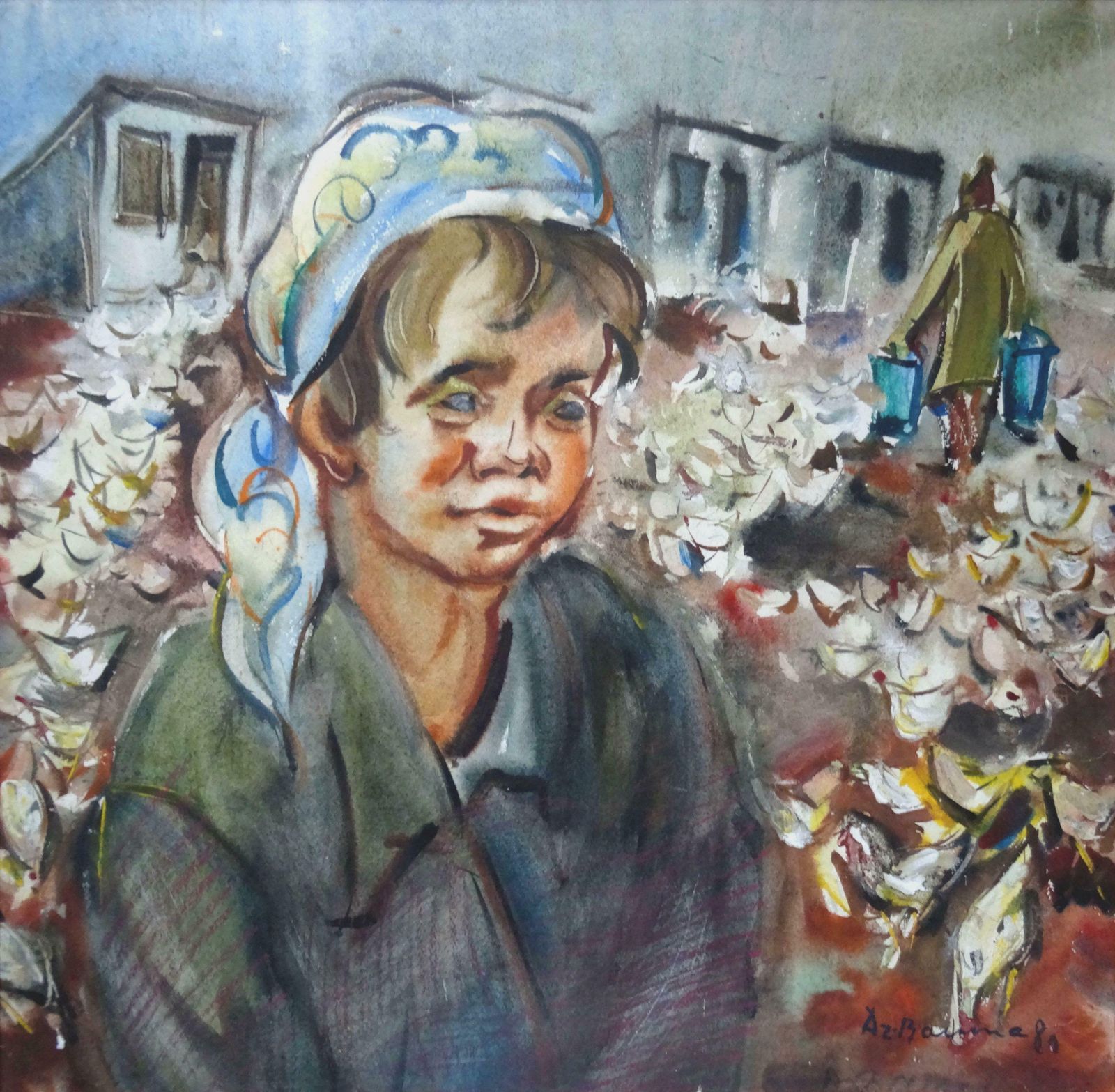 Dzidra Bauma Collective Farmer. 1980, Watercolour On Paper, 57,5x58 Cm 1980